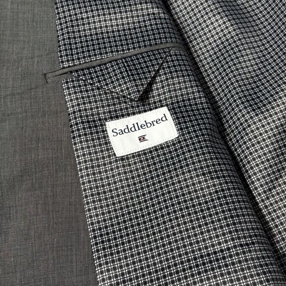 NWT $140 Saddlebred Classic Fit Gray Black 2-Button Blazer Men's Size 48L - Picture 12 of 13